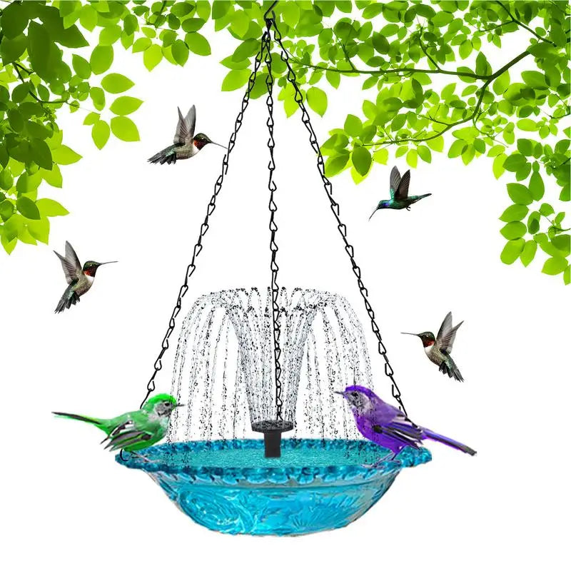 New Hanging Bird Feeder Elegant Water Fountains Bath Bowl Suspended Bird Bath Hanging Solar Bird Bath Outdoor Bird Feeding