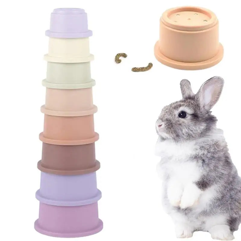 Bunny Stacking Cups Different Sizes Bunny Food Hiding Stacking Cups Multi Colored Reusable Nesting Bunny Toys For Bunny Hamster