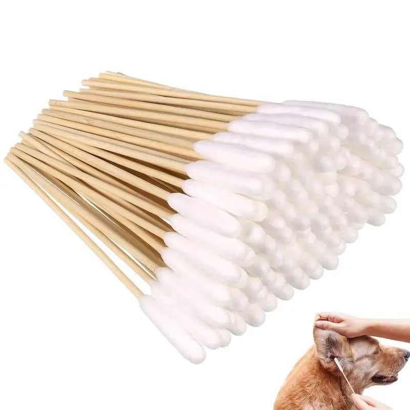 100Pcs Pet Ear Cleaner Cotton Buds Cat Ear Wax Removal Animal Ear Cleaning Cotton Swab Sticks Cotton Buds For Dog Pet Supplies
