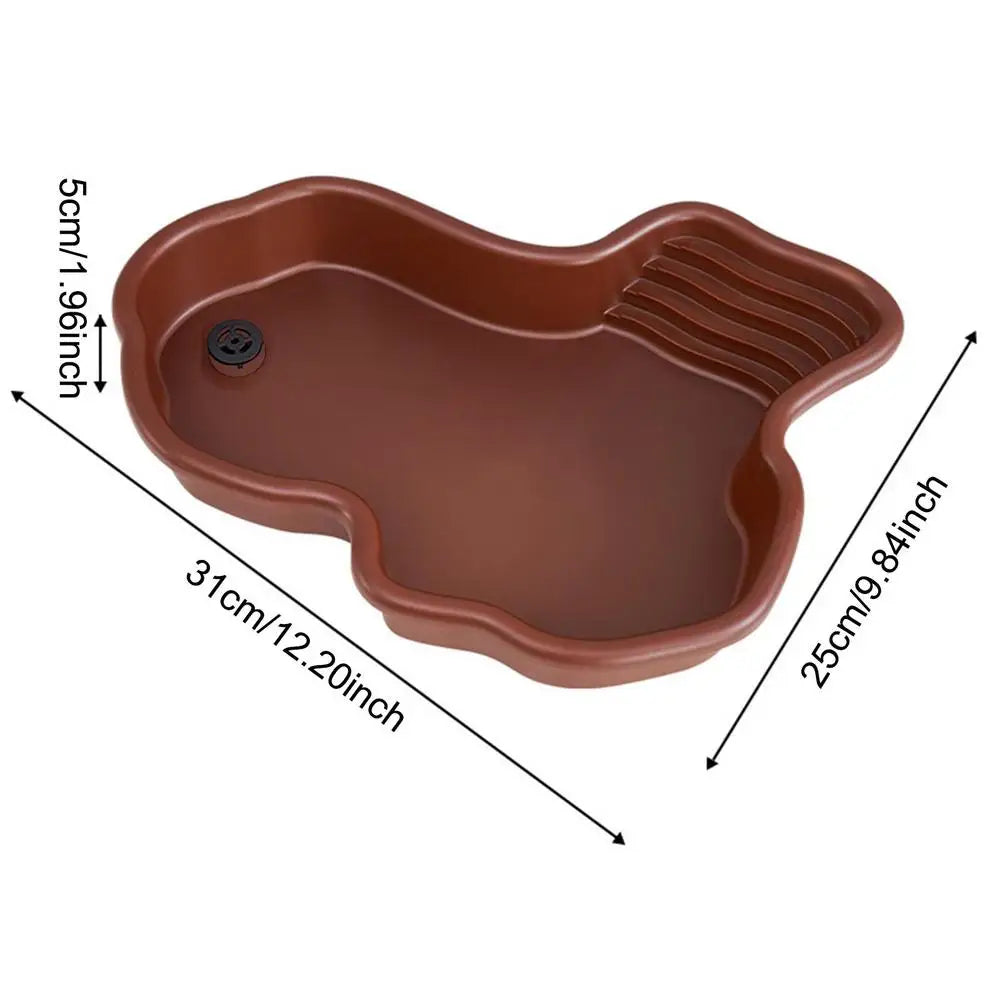 Large Reptile Water Dish Turtle Feeding Dish Reptile Bathing Pool With Ramp And Basking terrace decorative landscaping basin