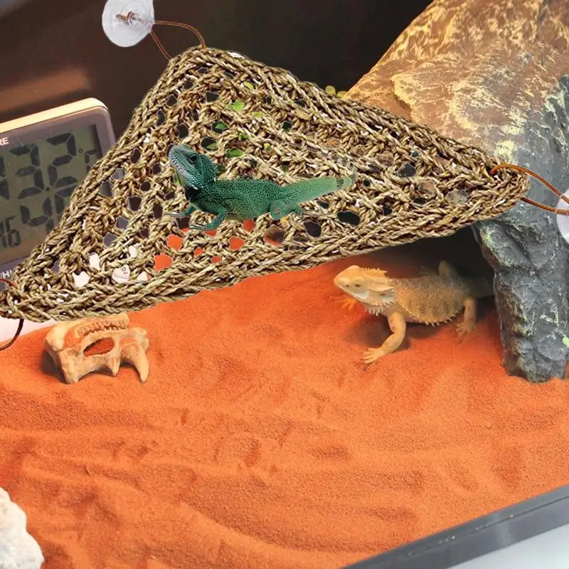 Reptile Lizard Hammock Geckos Bed Mats Reptile Lounger Hamster Reptile Grass Mat Pet Bed Swing for Chameleon Lizard Gecko Lguana